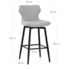 Elle Bar Stool Light Grey Fabric