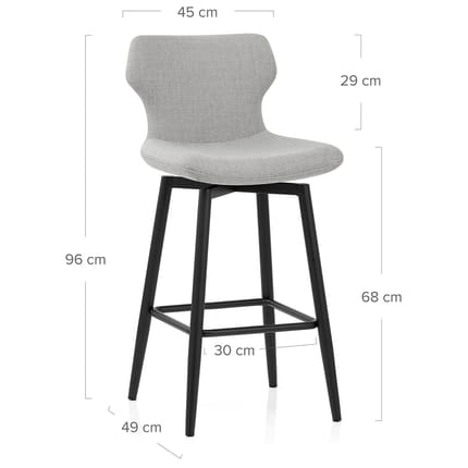 Elle Bar Stool Light Grey Fabric Dimensions