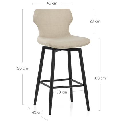 Elle Bar Stool Beige Fabric Dimensions