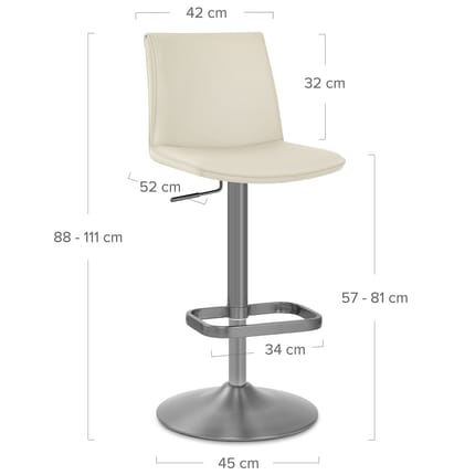 Alto Bar Stool Ivory Dimensions