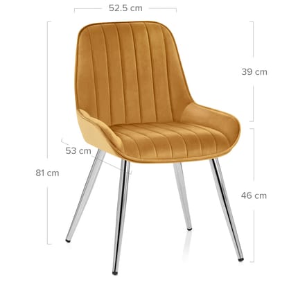 Mustang Chrome Chair Mustard Velvet Dimensions