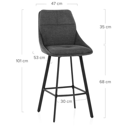 Nova Bar Stool Charcoal Fabric Dimensions