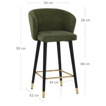 Boston Bar Stool Green Fabric Dimensions