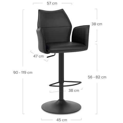 Ava Bar Stool Black With Arms