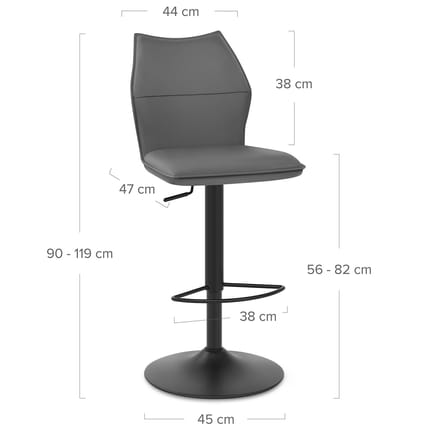 Ava Bar Stool Grey Dimensions