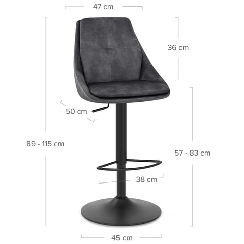 Aria Bar Stool Charcoal Velvet