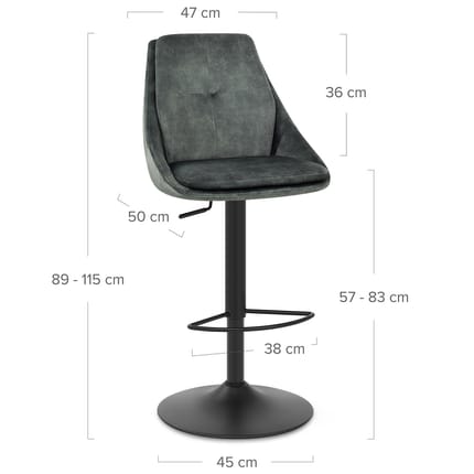 Aria Bar Stool Green Velvet Dimensions