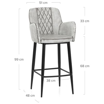 Maverick Bar Stool Vintage White Dimensions