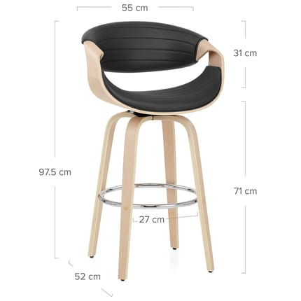 Jefferson Wooden Bar Stool Black Dimensions