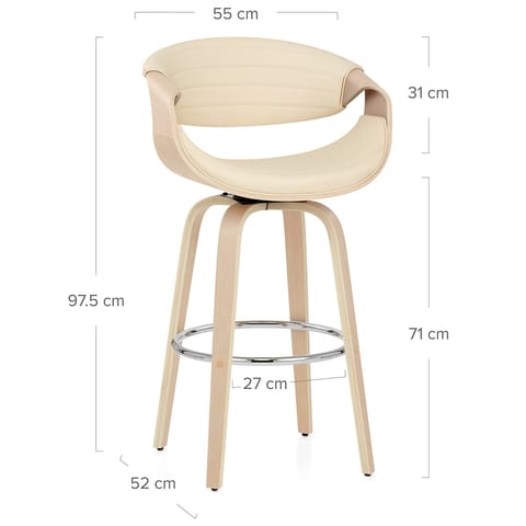 Jefferson Wooden Bar Stool Cream