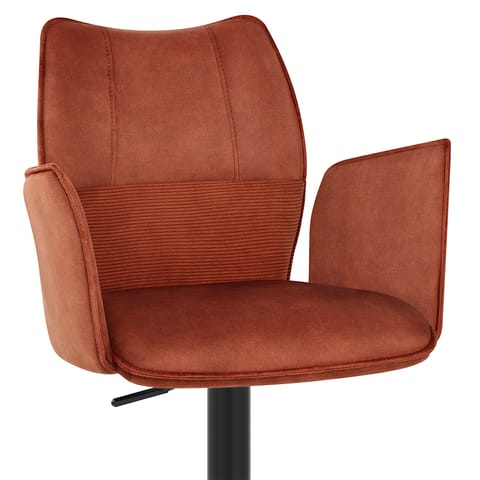 Art Bar Stool Burnt Orange Velvet With Arms