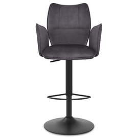 Art Bar Stool Charcoal Velvet With Arms