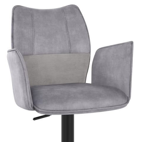 Art Bar Stool Grey Velvet With Arms