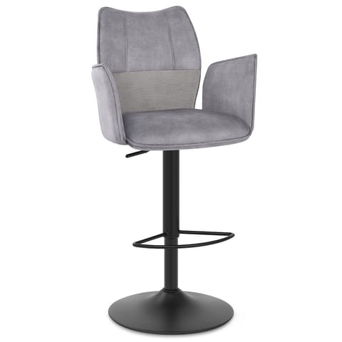 Art Bar Stool Grey Velvet With Arms
