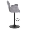 Art Bar Stool Grey Velvet With Arms