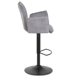 Art Bar Stool Grey Velvet With Arms