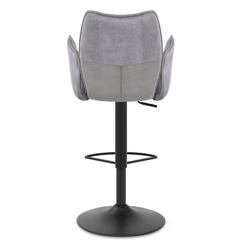Art Bar Stool Grey Velvet With Arms