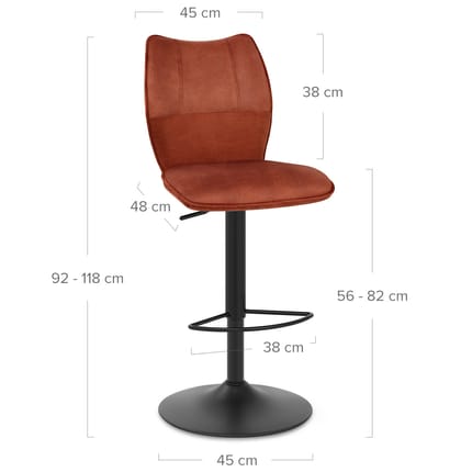 Art Bar Stool Burnt Orange Velvet Dimensions