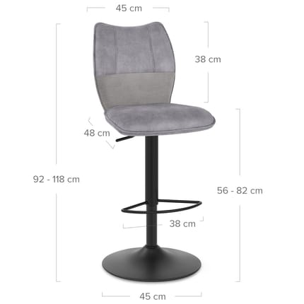 Art Bar Stool Grey Velvet Dimensions