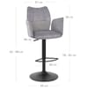 Art Bar Stool Grey Velvet With Arms