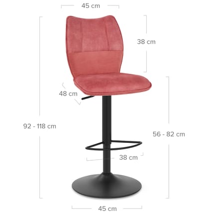 Art Bar Stool Pink Velvet Dimensions