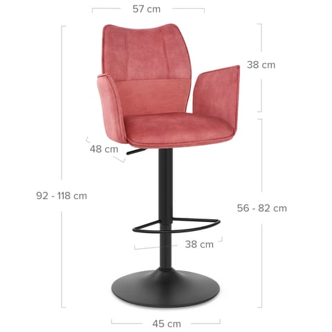 Art Bar Stool Pink Velvet With Arms