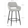 Raven Bar Stool Light Grey Fabric