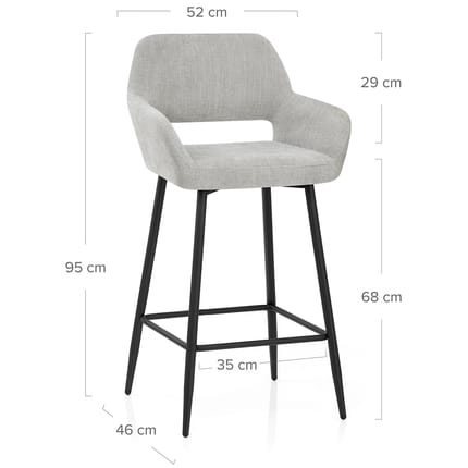 Raven Bar Stool Light Grey Fabric Dimensions