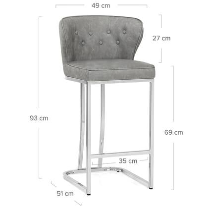 Oregon Bar Stool Antique Light Grey Dimensions