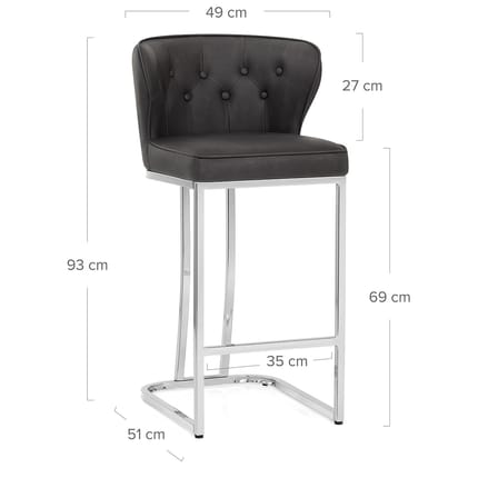 Oregon Bar Stool Antique Dark Grey Dimensions