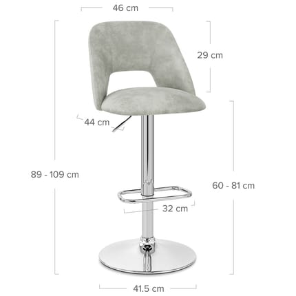 Phoenix Bar Stool Grey Dimensions