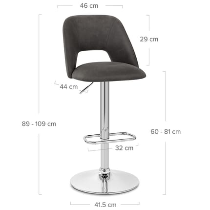 Phoenix Bar Stool Charcoal Dimensions