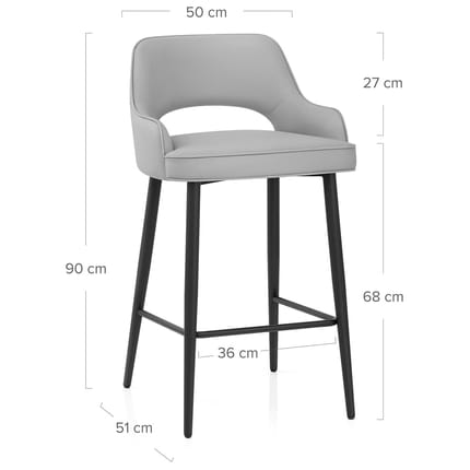 Sutton Bar Stool Grey Dimensions