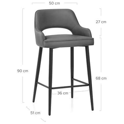 Sutton Bar Stool Charcoal Dimensions