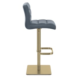 Lush Real Leather Gold Stool Blue