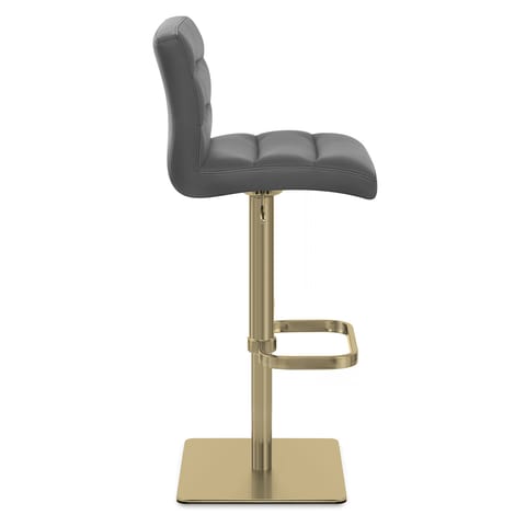 Lush Real Leather Gold Stool Dark Grey