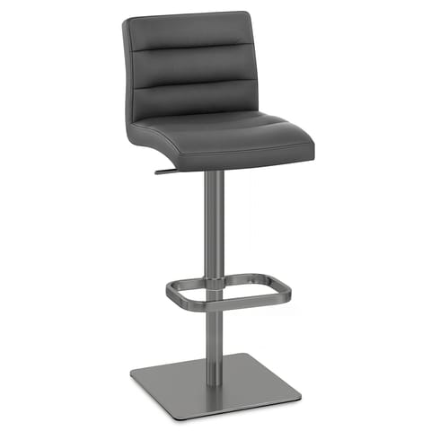 Lush Real Leather Graphite Stool Dark Grey