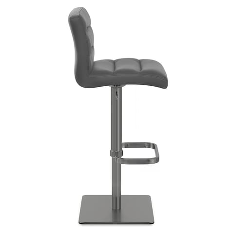 Lush Real Leather Graphite Stool Dark Grey