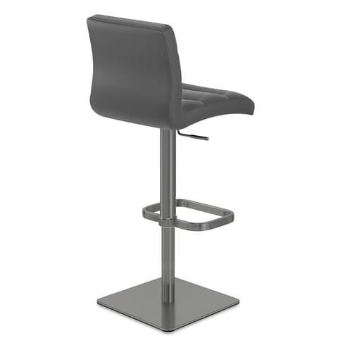 Lush Real Leather Graphite Stool Dark Grey