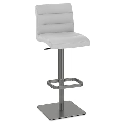 Lush Real Leather Graphite Stool Light Grey