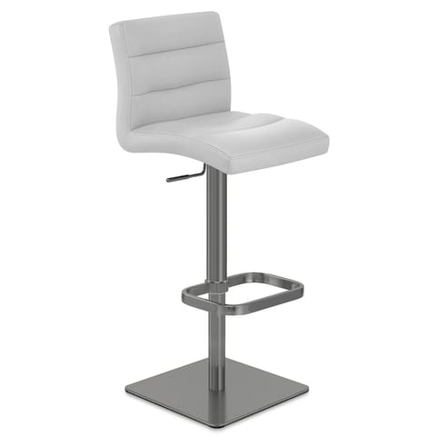 Lush Real Leather Graphite Stool Light Grey