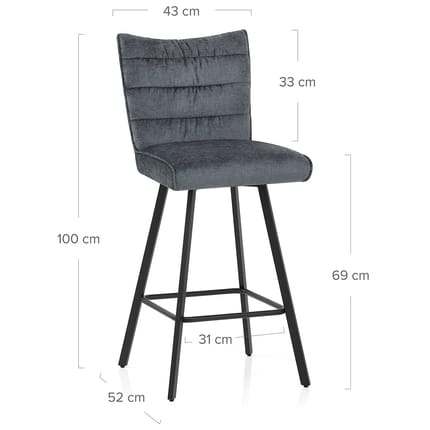 Forte Bar Stool Blue Fabric Dimensions