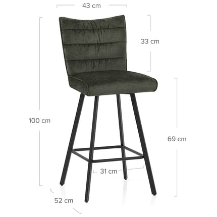 Forte Bar Stool Green Fabric Dimensions