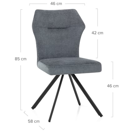 Troy Dining Chair Blue Fabric Dimensions