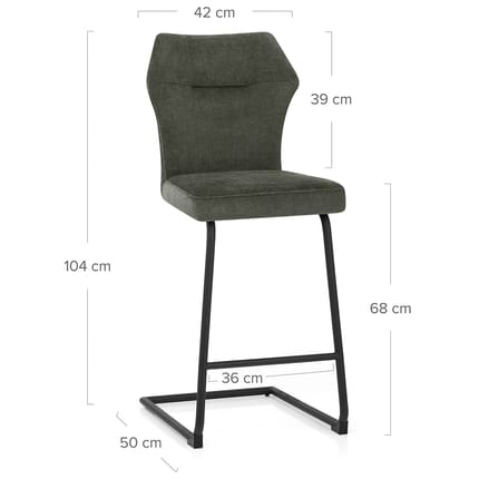 Troy Bar Stool Green Fabric Dimensions