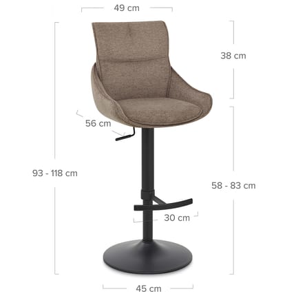 Creed Bar Stool Brown Fabric Dimensions