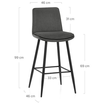 Abi Bar Stool Charcoal Fabric Dimensions