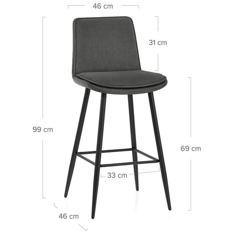 Abi Bar Stool Charcoal Fabric