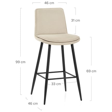 Abi Bar Stool Cream Fabric Dimensions