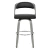 Alicia Grey Wooden Stool Black Real Leather